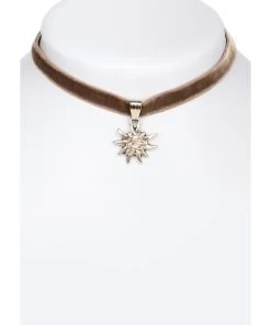 Schuhmacher Halskette 9197 Samtband Edelweiss, Taupe