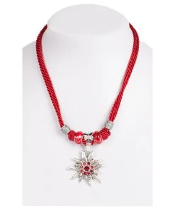 Schuhmacher Kette 12702 Mit 2facher Kordel Und Edelweiss, Bordeaux