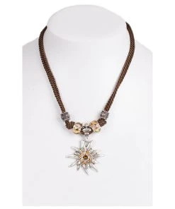 Schuhmacher Kette 12702 Mit 2facher Kordel Und Edelweiss, Braun
