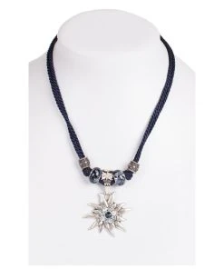 Schuhmacher Kette 12702 Mit 2facher Kordel Und Edelweiss, Marine