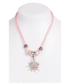 Schuhmacher Kette 12702 Mit 2facher Kordel Und Edelweiss, Rosa