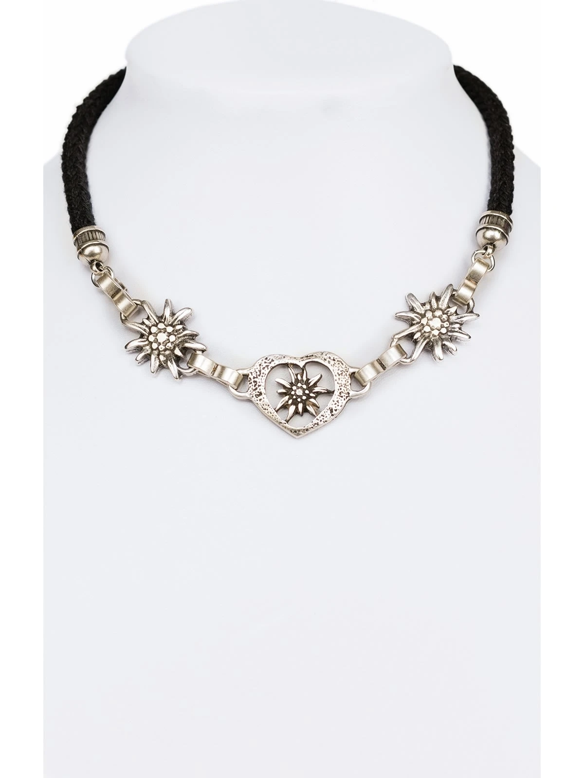 Schuhmacher Kordelkette K7002 Herz Und Edelweiss Schwarz 3 Schuhmacher Kordelkette K7002 Herz Und Edelweiss Schwarz