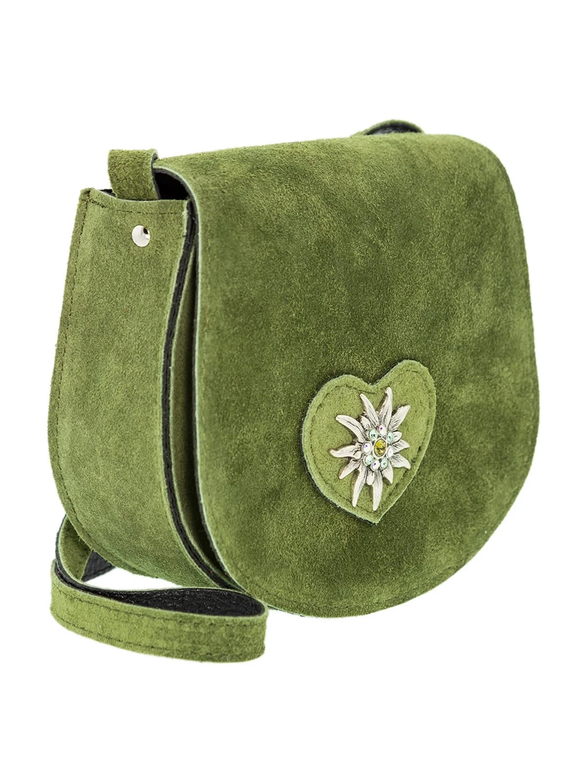 Schuhmacher Trachten Ledertasche TA30340 Herz Edelweiss Oliv 4 Schuhmacher Trachten Ledertasche TA30340 Herz Edelweiss Oliv – Bild 2