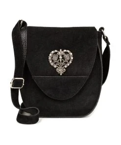 Schuhmacher Trachten Ledertasche TA30410 Herz, Schwarz
