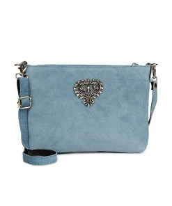 Schuhmacher Wildleder Trachtentasche TA30540 Metallherz, Graublau