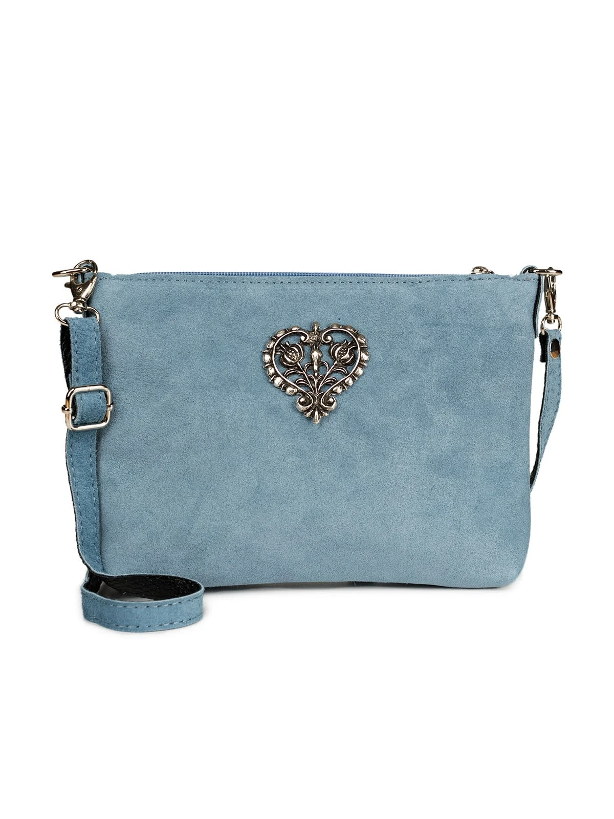 Schuhmacher Wildleder Trachtentasche TA30540 Metallherz, Graublau 3 Schuhmacher Wildleder Trachtentasche TA30540 Metallherz, Graublau