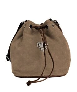 Stockerpoint Verkaufsgeschäft 38 Schuhmacher Wildlederbeutel TA30210 Mit Metallherz, Grau Braun