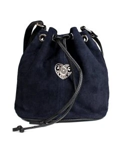 Schuhmacher Wildlederbeutel TA30210 Mit Metallherz, Marine