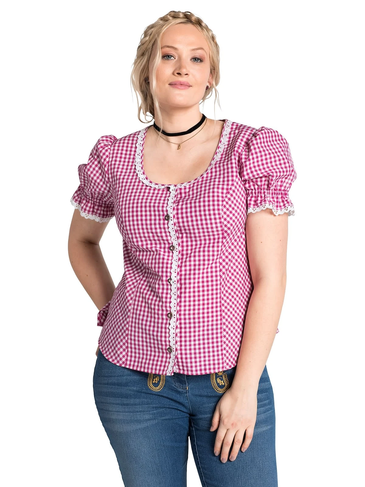 Sheego Trachtenbluse In Pink 4 Sheego Trachtenbluse In Pink – Bild 2