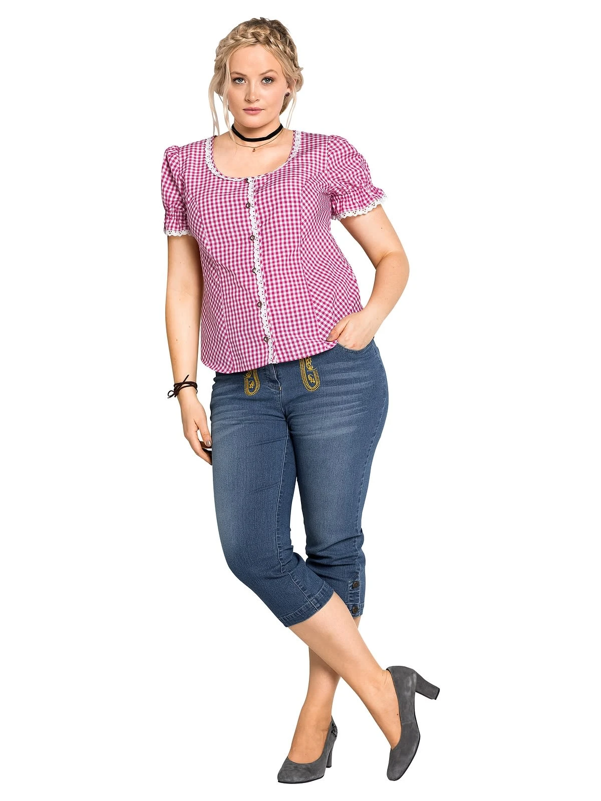 Sheego Trachtenbluse In Pink 5 Sheego Trachtenbluse In Pink – Bild 3