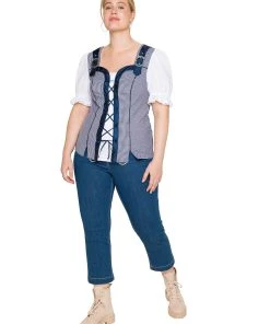Sheego Trachtenbluse In Royalblau-weiß -Stockerpoint Verkaufsgeschäft sheego trachtenbluse in royalblau weiss 1