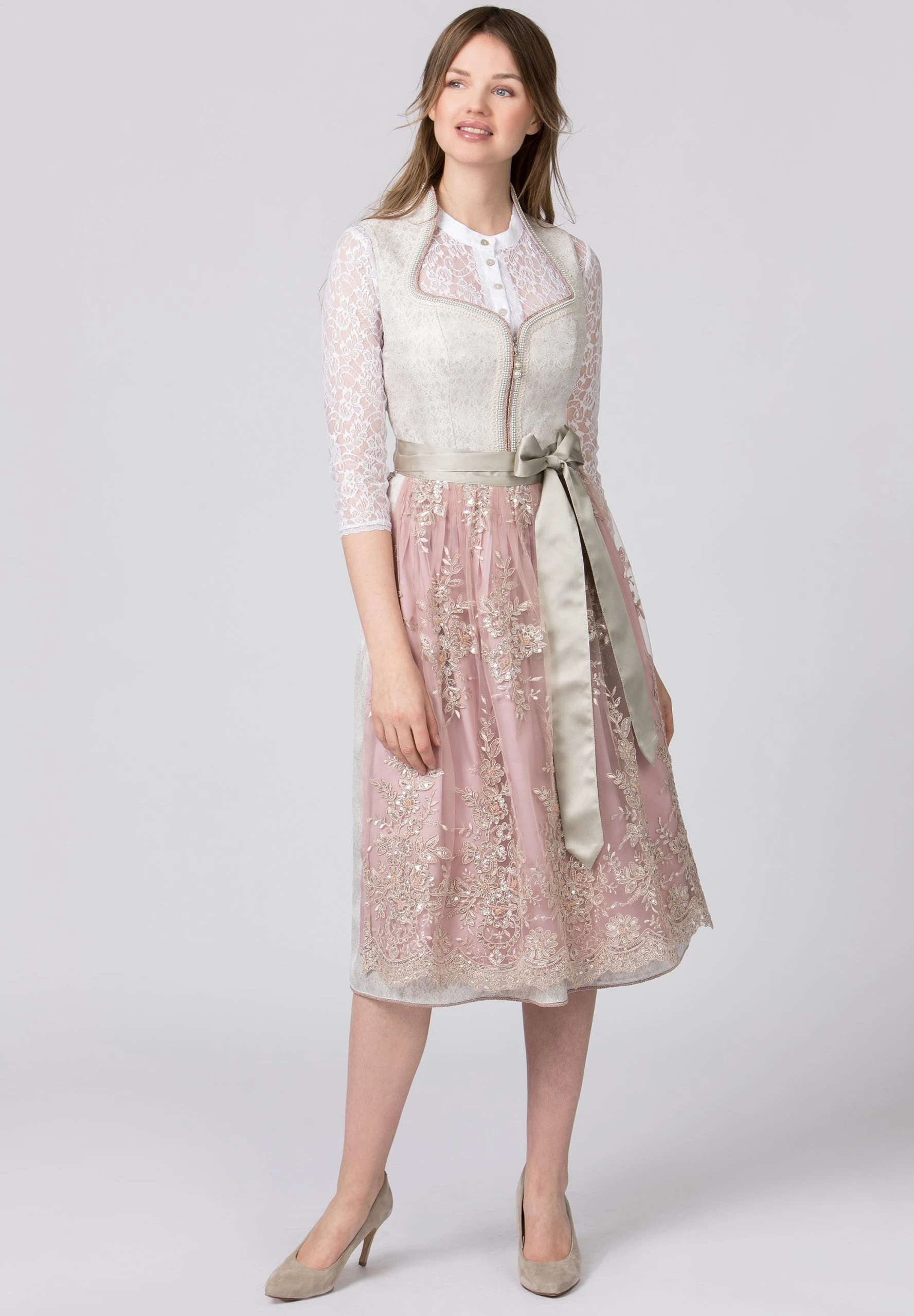Stockerpoint Langes Dirndl "Livinia" In Taupe 4 Stockerpoint Langes Dirndl "Livinia" In Taupe – Bild 2