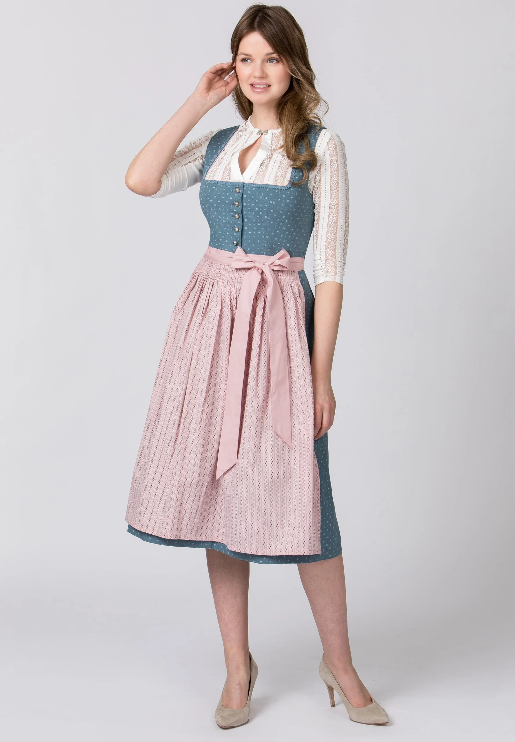 Stockerpoint Langes Dirndl "Madeline" In Rauchblau 4 Stockerpoint Langes Dirndl "Madeline" In Rauchblau – Bild 2