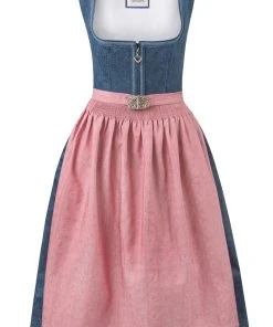 Stockerpoint Langes Dirndl "Roseline" In Blau-altrosa