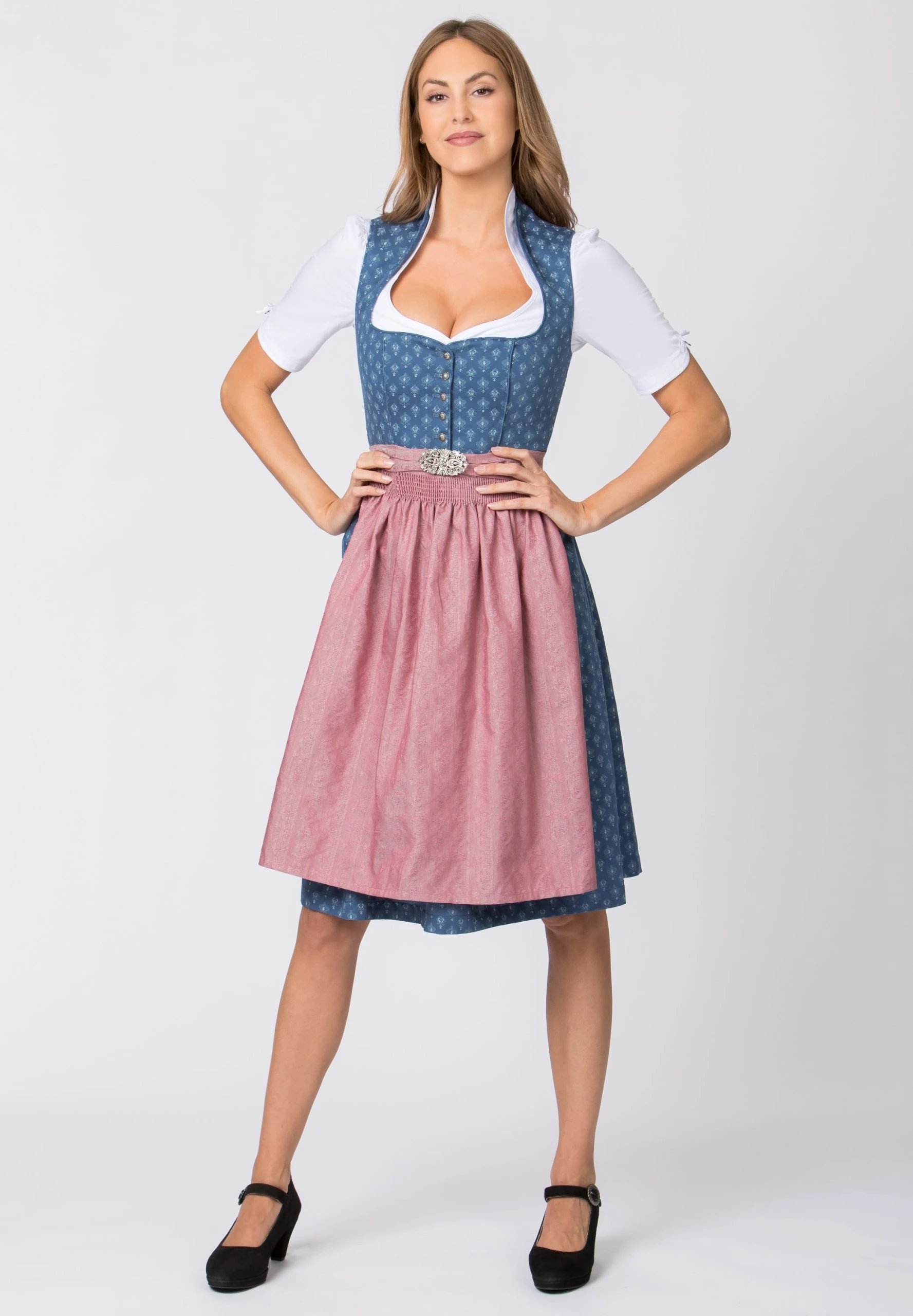 Stockerpoint Midi Dirndl "Coraline" In Blau-altrosa 4 Stockerpoint Midi Dirndl "Coraline" In Blau-altrosa – Bild 2