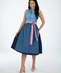 Turi Landhaus Dirndl In Blau/ Rosa