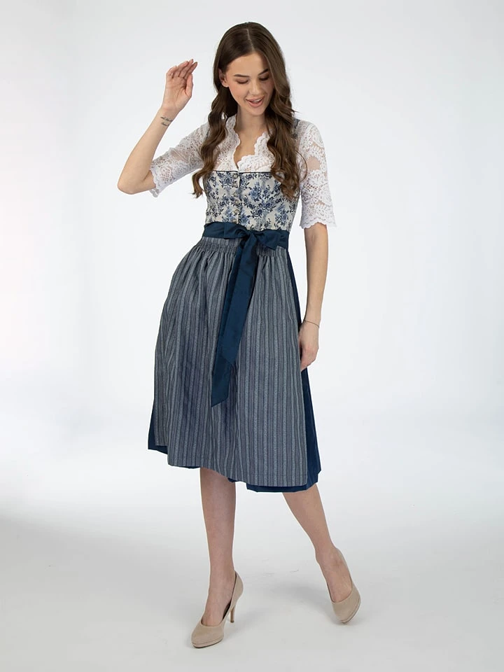 Turi Landhaus Dirndl In Dunkelblau/ Creme 3 Turi Landhaus Dirndl In Dunkelblau/ Creme