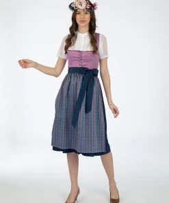Turi Landhaus Dirndl In Lila/ Dunkelblau